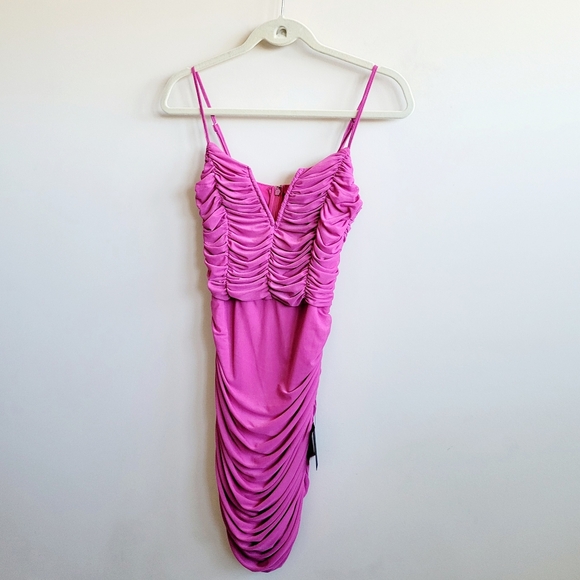 Lulus Here and Wow Magenta Ruched Bodycon Mini Dress - Picture 6 of 11
